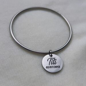 Esclava personalizada nombre y fecha  un lado esclava 6,5 cm