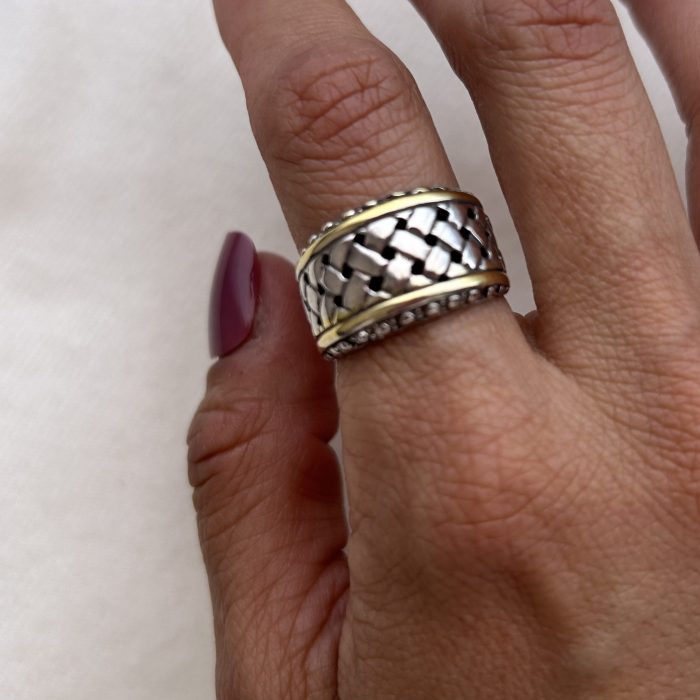Anillo trenzado enchapado en oro  y plata T17-19-21-22