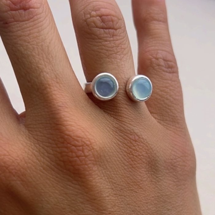 Anillo doble piedra aguamarina
