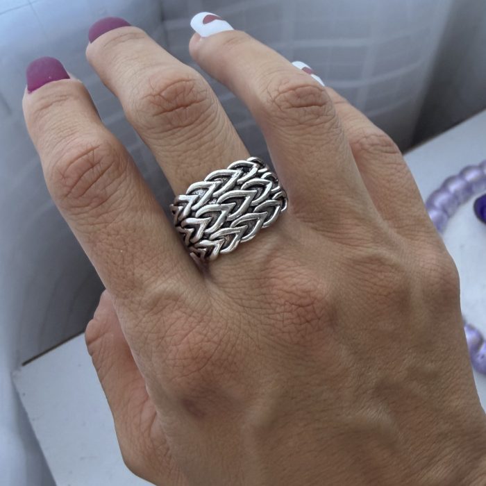 Anillo trenzado acero ajustable