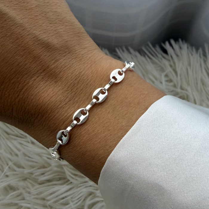 Pulsera eslabones acero blanco