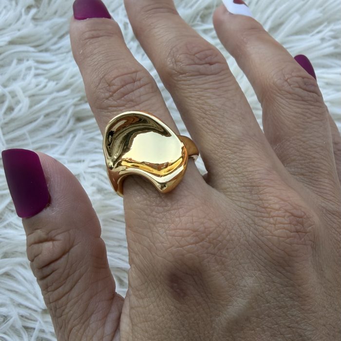Anillo tipo ola T20 acero dorado