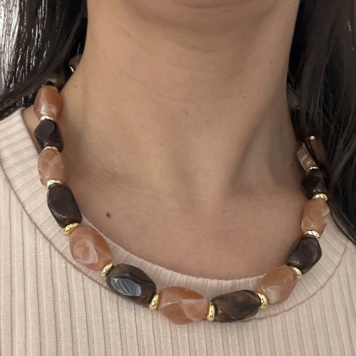 Collar tendencia tonos caramelo rosado